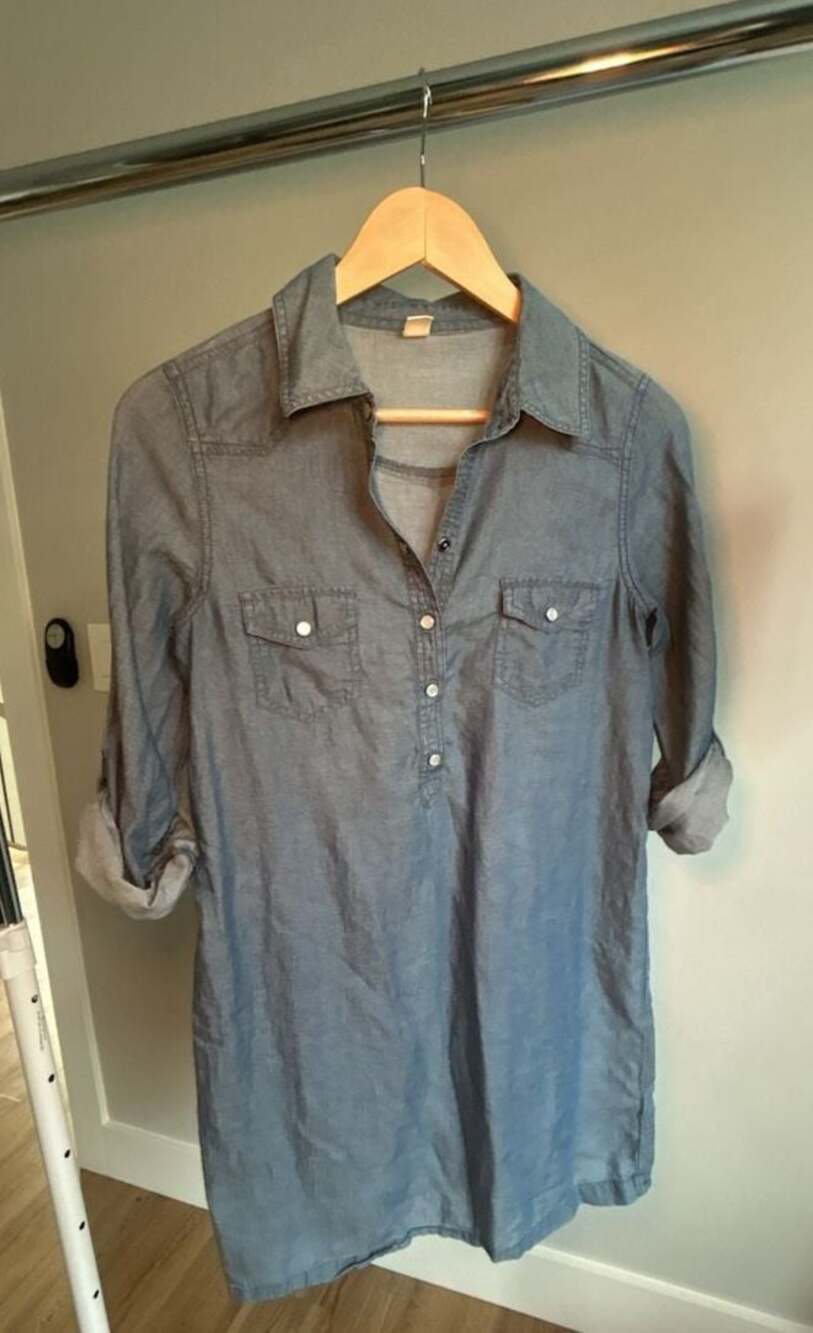 Old Navy Women's Chambray Denim Popover Tunic Shirt Dress, Size Small